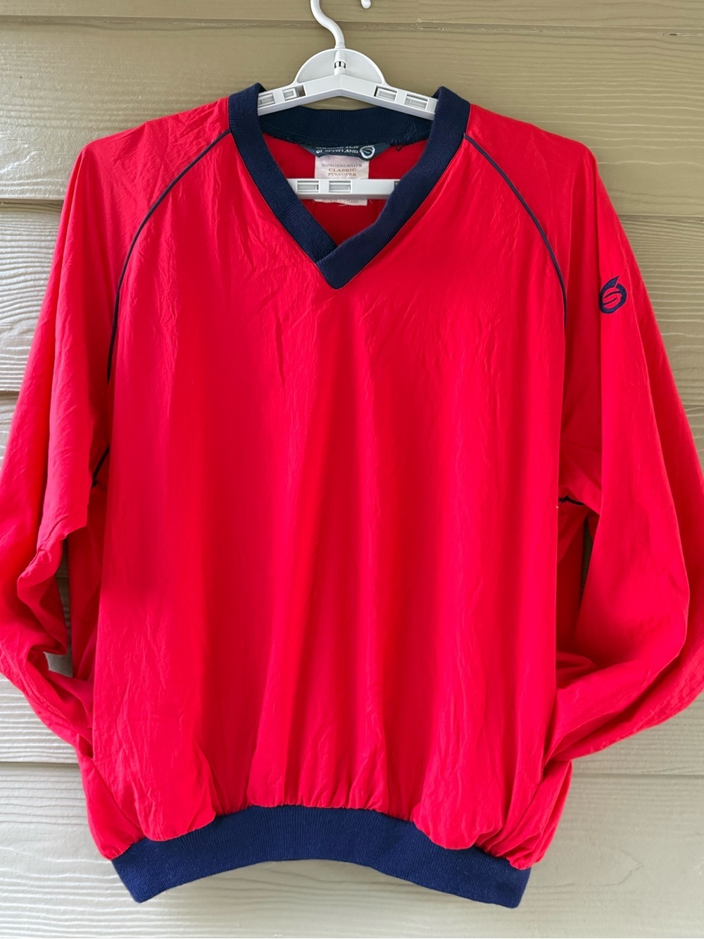 VTG Sunderland Of Scotland Men's Red Navy 100% Nylon Pullover Golf Jacket Size L
